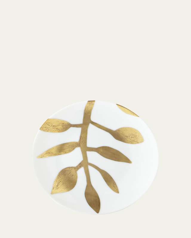 Daphne White Gold-Leaf Bread Butter Plate